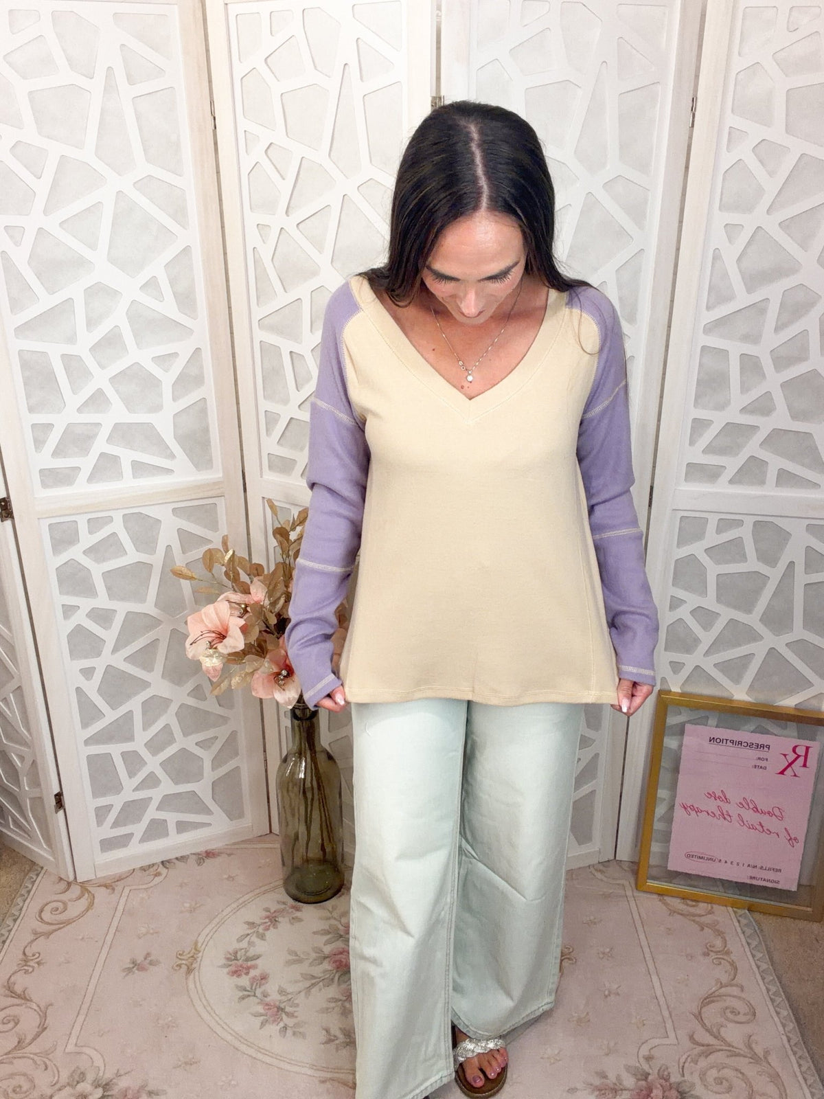 Vivid V-Neck Colorblock Knit Top | Chic Contrast Sleeve Sweater - Bella Blossom Boutique