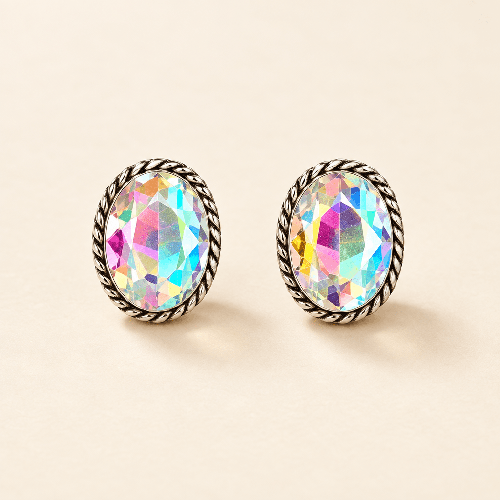 Western Bling Glass Stone Stud Earrings - Bella Blossom Boutique