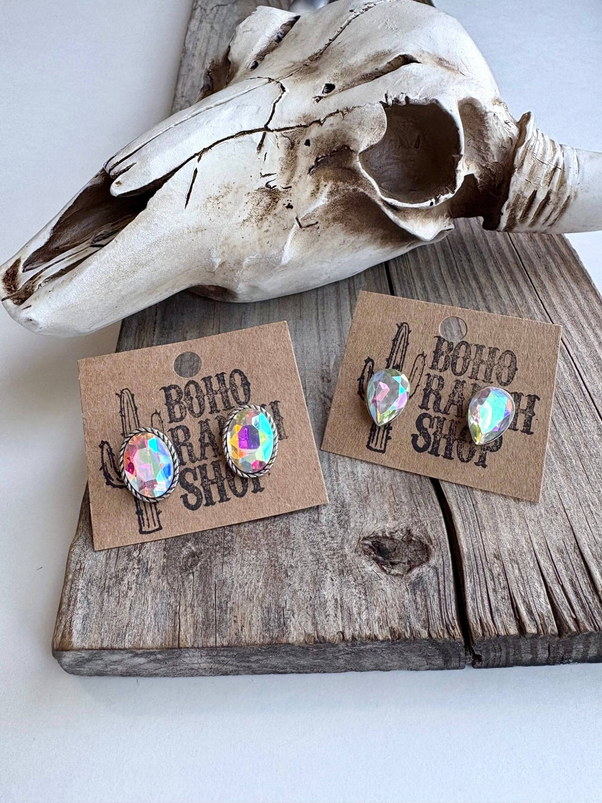Western Bling Glass Stone Stud Earrings - Bella Blossom Boutique