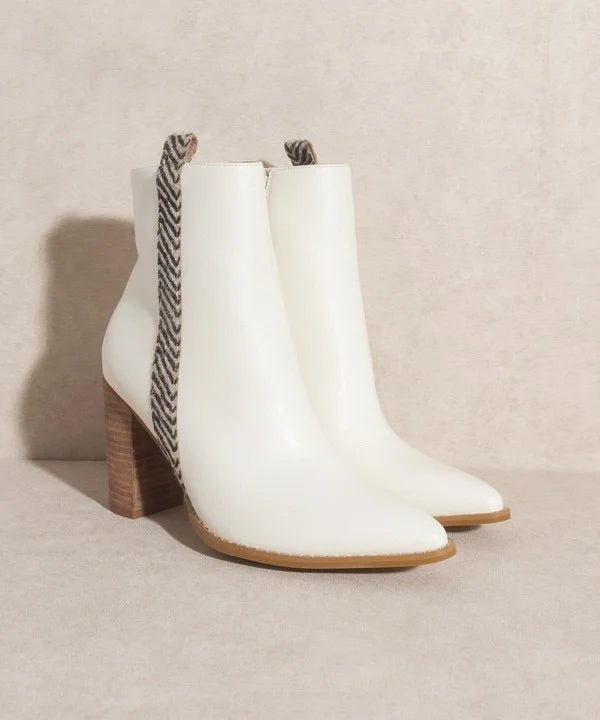 Wild Side: Zebra - Accent White Pointed - Toe Booties - Bella Blossom Boutique