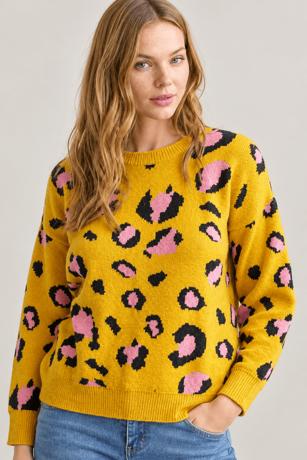 Wild Sophistication: Bold Leopard Print Soft Knit Sweater - Bella Blossom Boutique