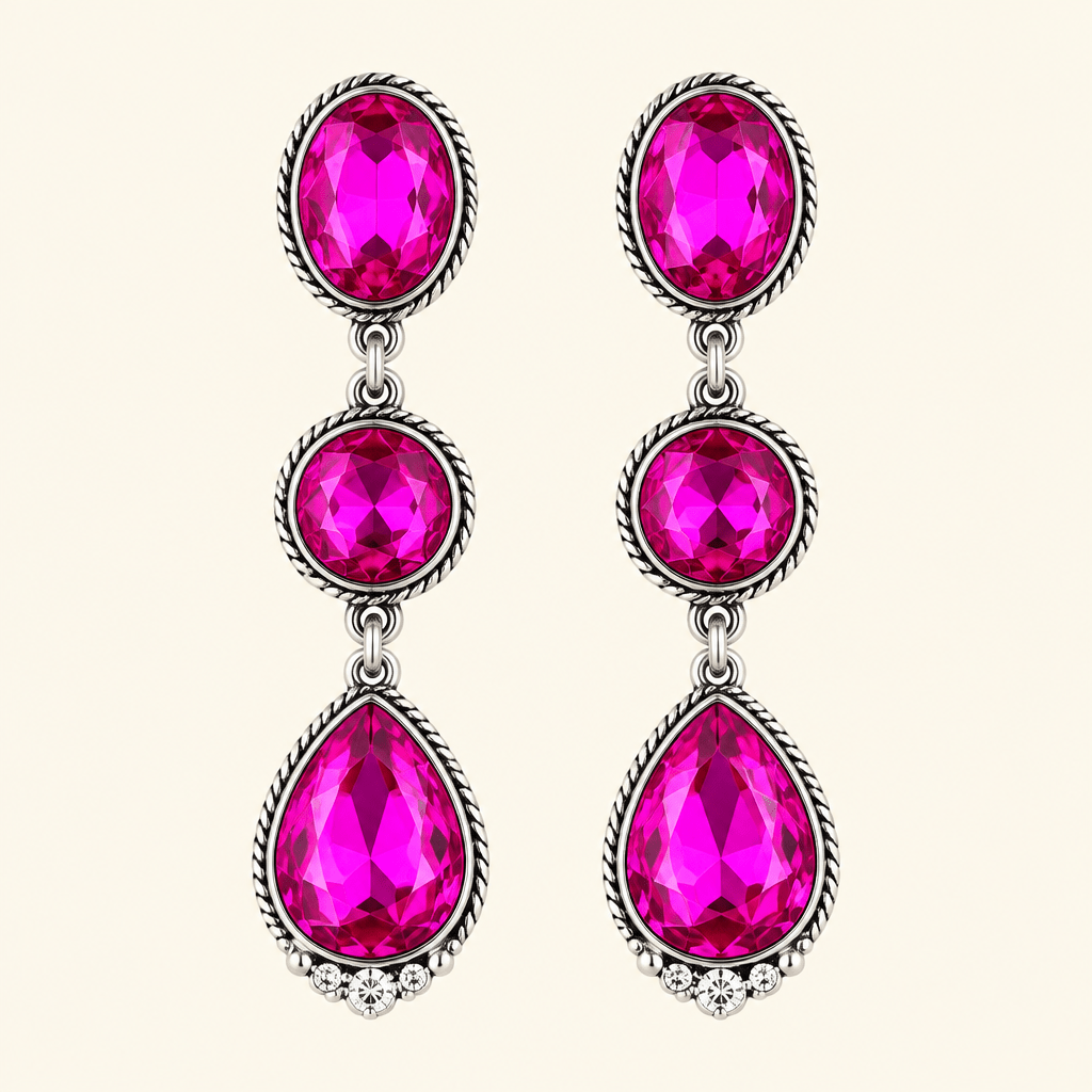 3 Tier Turquoise Stone Drop Earrings - Bella Blossom Boutique