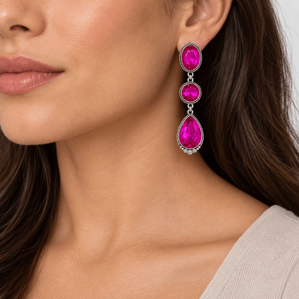 3 Tier Turquoise Stone Drop Earrings - Bella Blossom Boutique