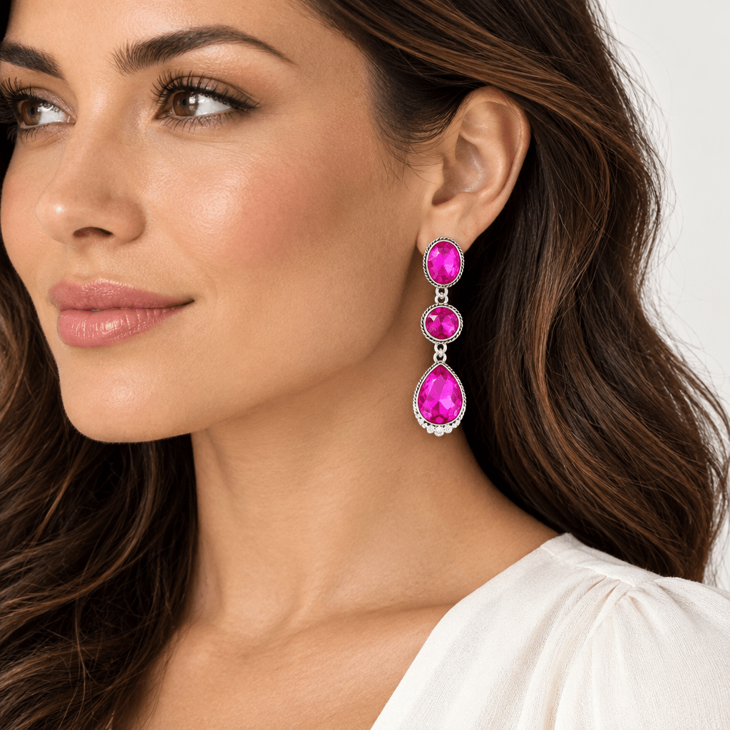 3 Tier Turquoise Stone Drop Earrings - Bella Blossom Boutique