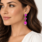 3 Tier Turquoise Stone Drop Earrings - Bella Blossom Boutique