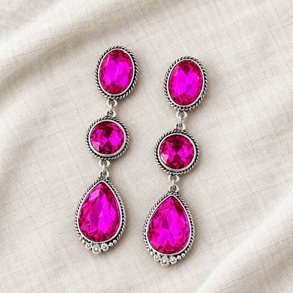 3 Tier Turquoise Stone Drop Earrings - Bella Blossom Boutique