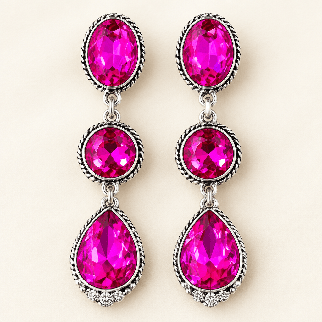 3 Tier Turquoise Stone Drop Earrings - Bella Blossom Boutique