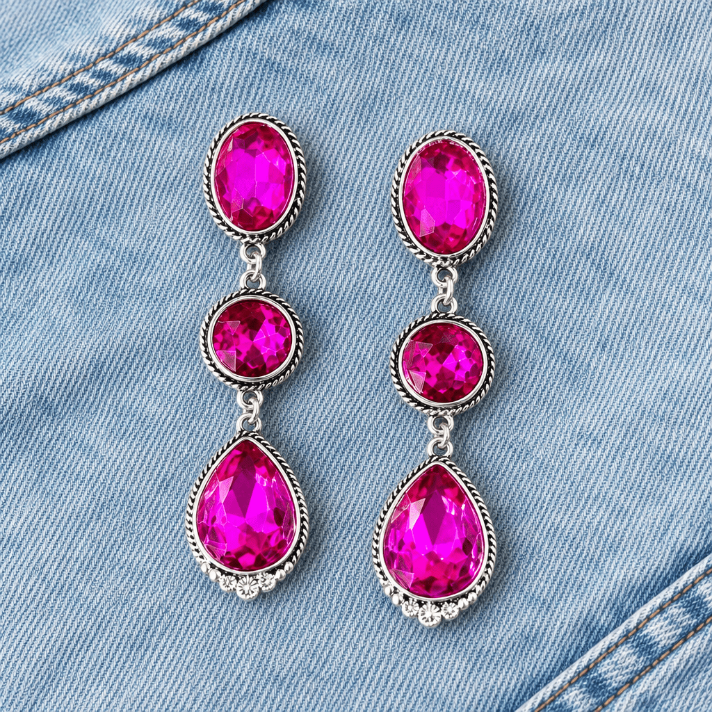 3 Tier Turquoise Stone Drop Earrings - Bella Blossom Boutique