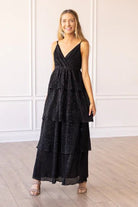 All Eyes On Me Shimmer Tiered Maxi Dress - Elegant Formal Evening Gown - Bella Blossom Boutique