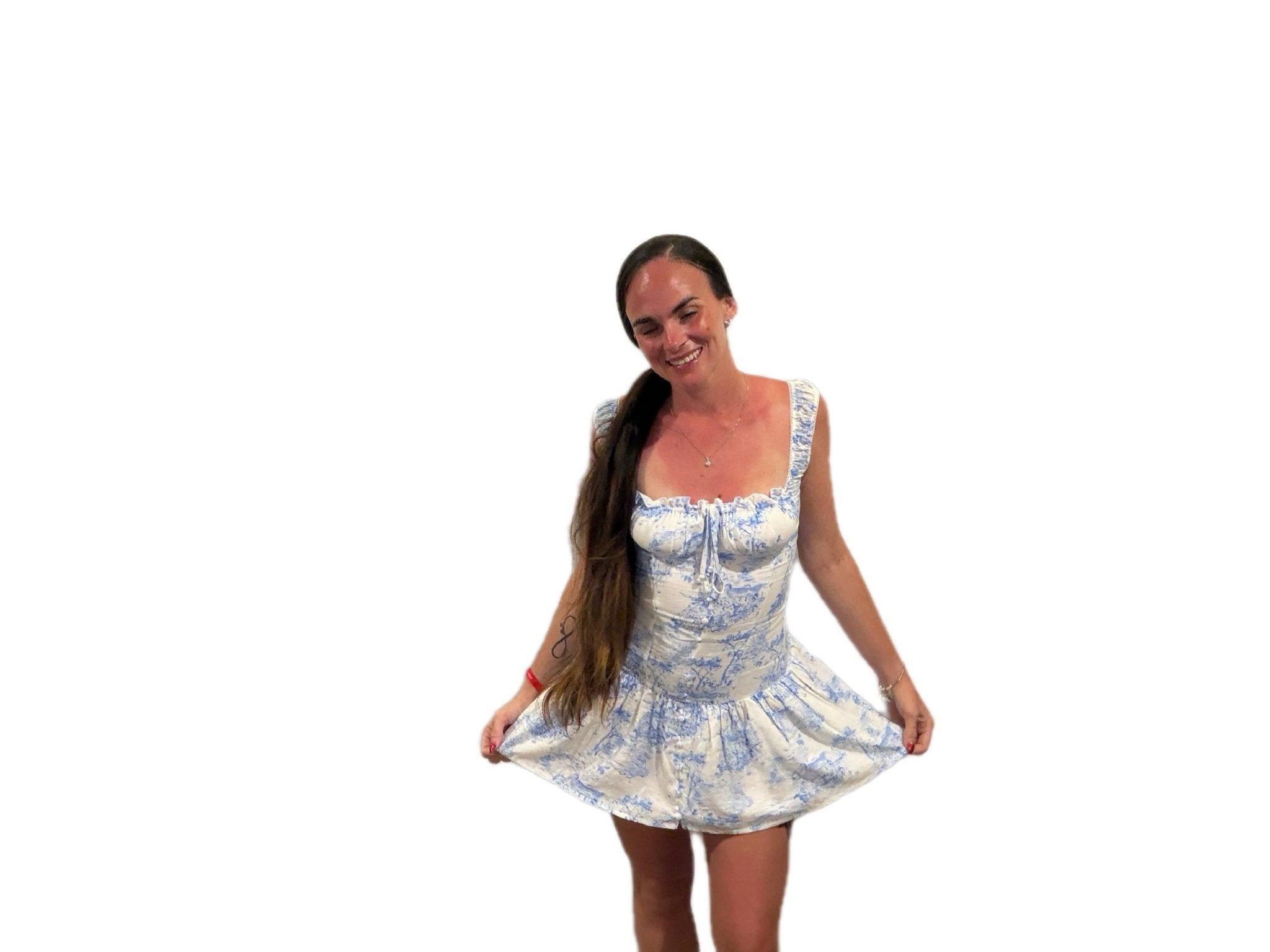 Amalfi Coast Blue & White Floral Vacation Dress - Bella Blossom Boutique