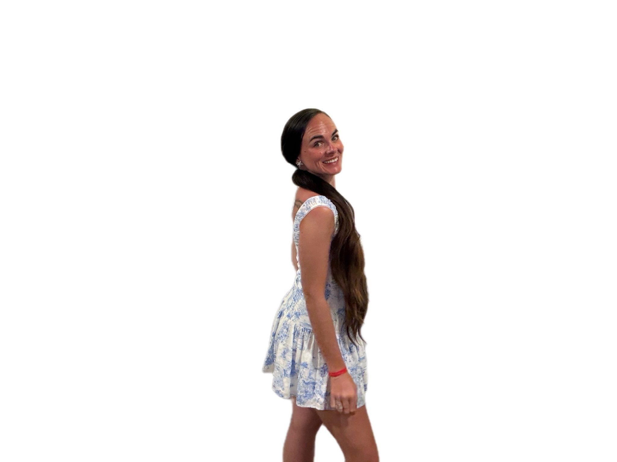 Amalfi Coast Blue & White Floral Vacation Dress - Bella Blossom Boutique