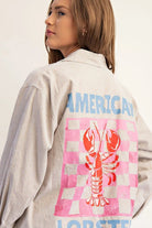 American Lobster Pinstripe Blouse – Nautical 100% Cotton Button - Down - Bella Blossom Boutique