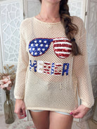 Americana Sequin Crochet Top - Patriotic 4th of July Boho Knit - Bella Blossom Boutique