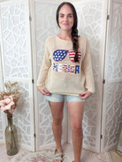 Americana Sequin Crochet Top - Patriotic 4th of July Boho Knit - Bella Blossom Boutique