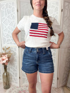 Americana Stars & Stripes Knit Top – Classic Patriotic Style - Bella Blossom Boutique