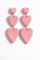 Amora Pink Tiered Heart Dangle Earrings - Boutique Statement Jewelry - Bella Blossom Boutique