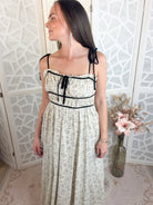 Aria Floral Contrast Trim Maxi Dress - Bella Blossom Boutique