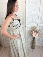 Aria Floral Contrast Trim Maxi Dress - Bella Blossom Boutique