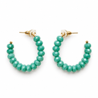 Artisan Turquoise Beaded Hoop Earrings – Lightweight Boho Statement Jewelry - Bella Blossom Boutique