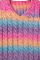 Aura Ombré Cable Knit V-Neck Sweater - Bella Blossom Boutique