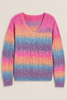 Aura Ombré Cable Knit V-Neck Sweater - Bella Blossom Boutique