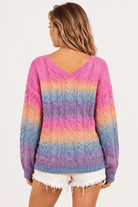 Aura Ombré Cable Knit V-Neck Sweater - Bella Blossom Boutique