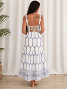 Azure Luxe Embroidered Two - Piece Maxi Set - Bella Blossom Boutique