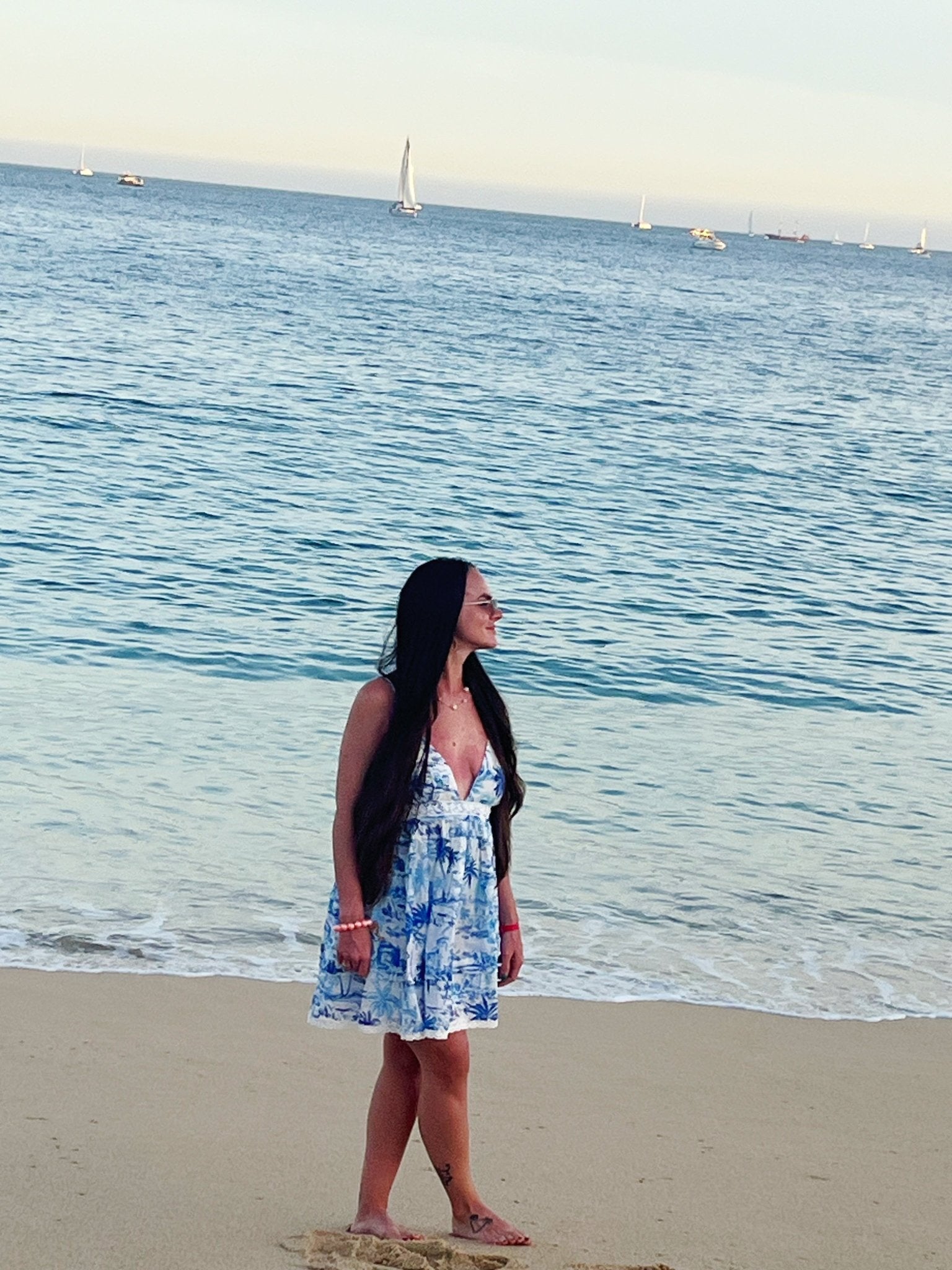 Azure Palm Lace Mini Dress | Tropical Summer Sundress - Bella Blossom Boutique