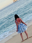 Azure Palm Lace Mini Dress | Tropical Summer Sundress - Bella Blossom Boutique