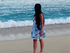 Azure Palm Lace Mini Dress | Tropical Summer Sundress - Bella Blossom Boutique