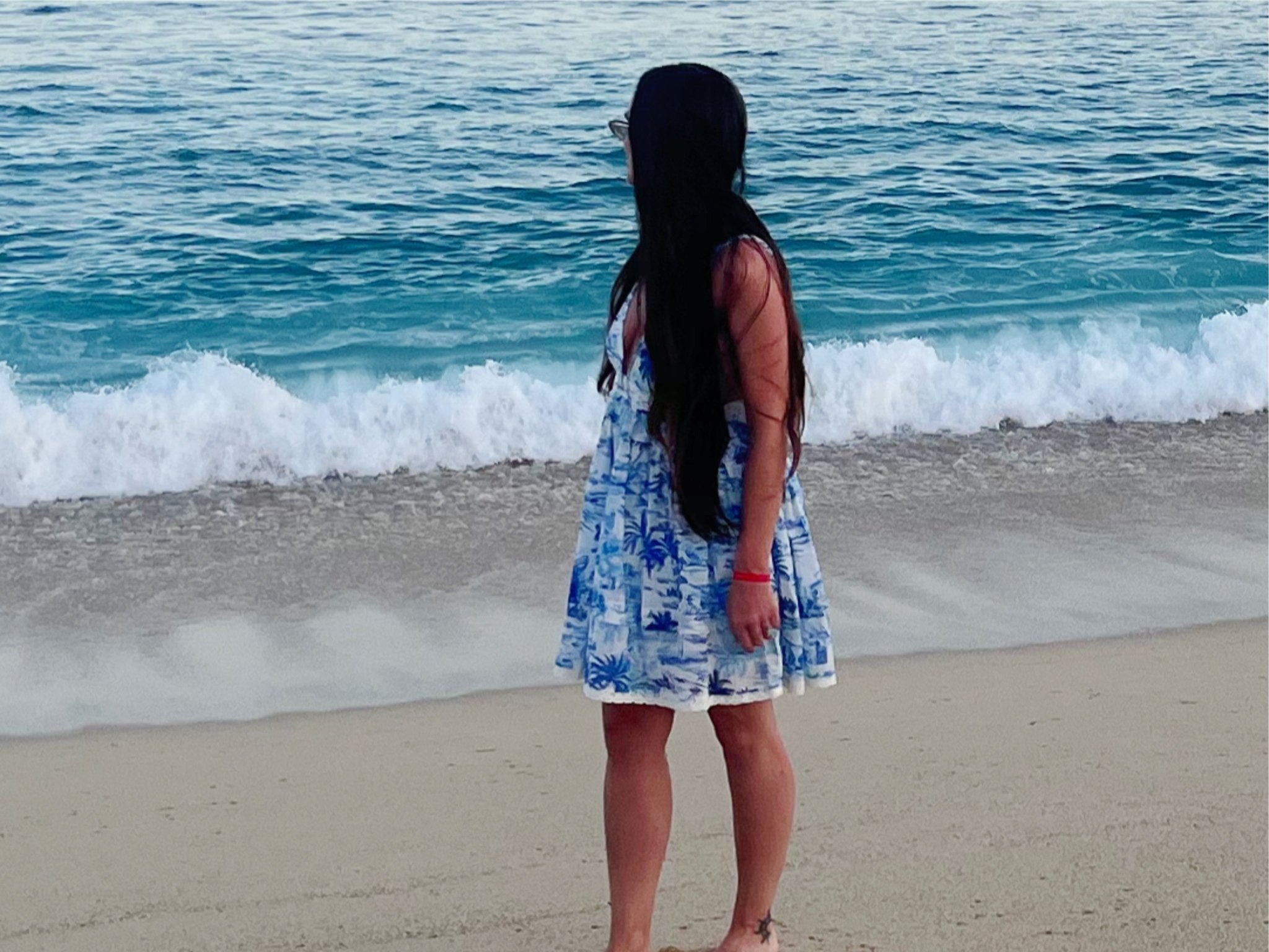 Azure Palm Lace Mini Dress | Tropical Summer Sundress - Bella Blossom Boutique