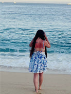Azure Palm Lace Mini Dress | Tropical Summer Sundress - Bella Blossom Boutique