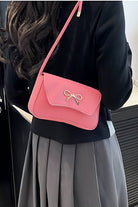 Bella Bow Underarm Shoulder Bag – Chic Gold Accent Baguette Purse - Bella Blossom Boutique