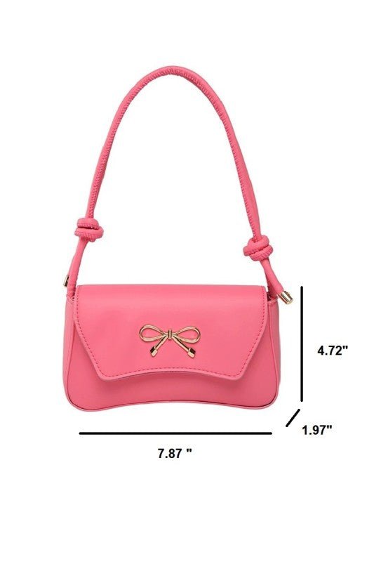Bella Bow Underarm Shoulder Bag – Chic Gold Accent Baguette Purse - Bella Blossom Boutique