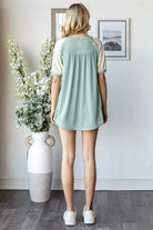 Bella Textured Ruffle Short Sleeve Blouse – Sage & Cream - Bella Blossom Boutique