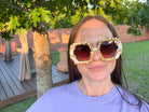 Bling & Bloom: Hand-Embellished Oversized Crystal Floral & Bee Sunglasses - Bella Blossom Boutique