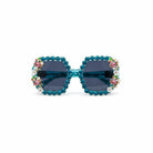 Bling & Bloom: Hand-Embellished Oversized Crystal Floral & Bee Sunglasses - Bella Blossom Boutique