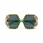 Bling & Bloom: Hand-Embellished Oversized Crystal Floral & Bee Sunglasses - Bella Blossom Boutique