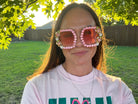 Bling & Bloom: Hand-Embellished Oversized Crystal Floral & Bee Sunglasses - Bella Blossom Boutique