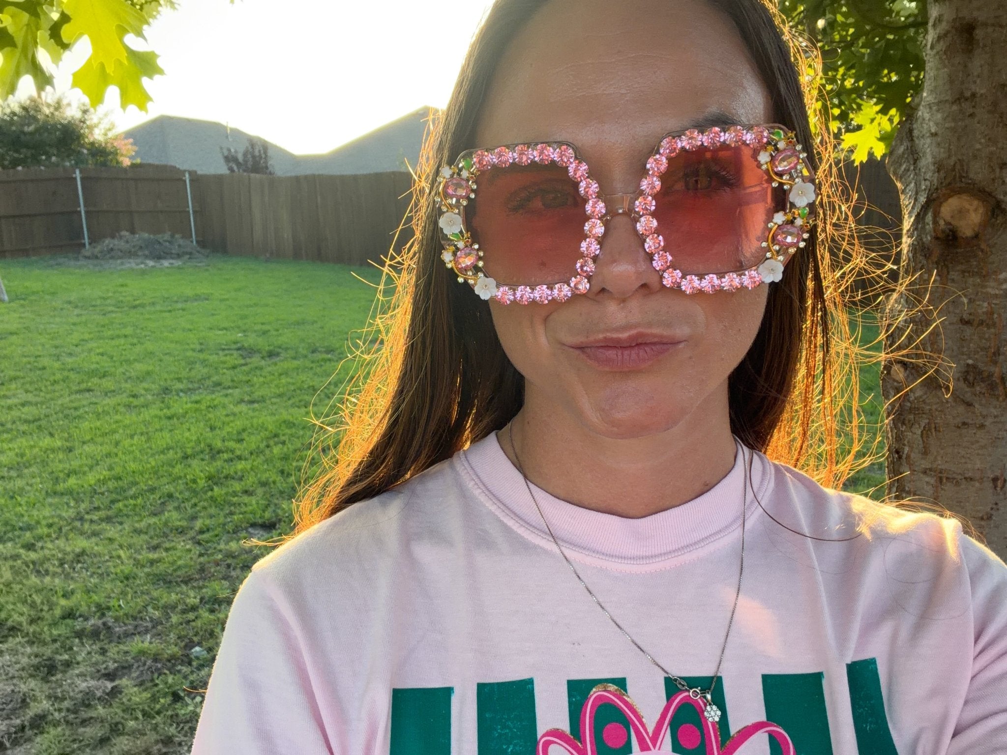 Bling & Bloom: Hand-Embellished Oversized Crystal Floral & Bee Sunglasses - Bella Blossom Boutique