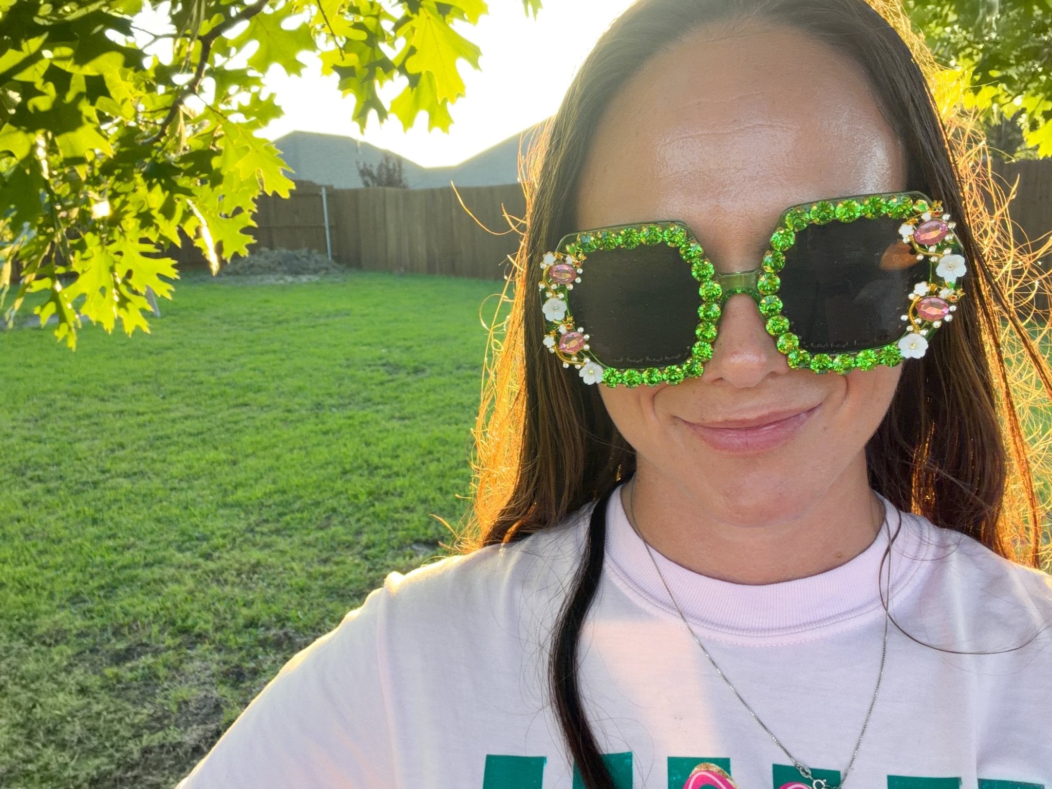 Bling & Bloom: Hand-Embellished Oversized Crystal Floral & Bee Sunglasses - Bella Blossom Boutique