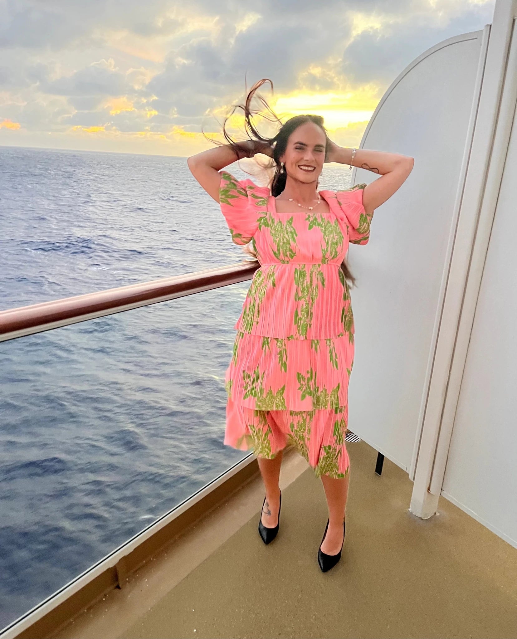 Blush Bloom Floral Tiered Midi Dress - Bella Blossom Boutique