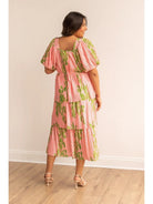 Blush Bloom Floral Tiered Midi Dress - Bella Blossom Boutique