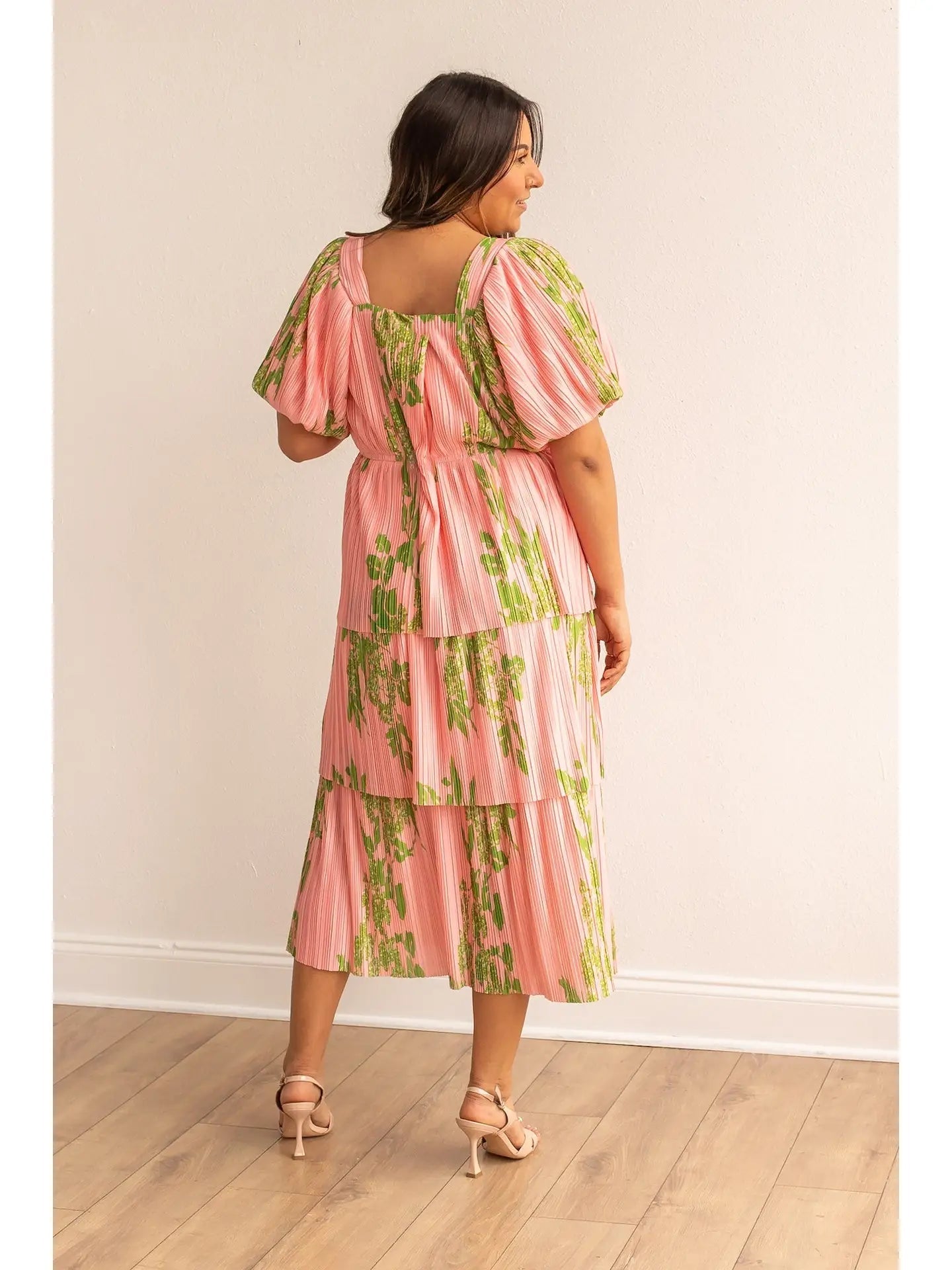 Blush Bloom Floral Tiered Midi Dress - Bella Blossom Boutique