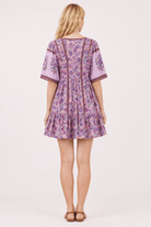 Blushed Purple Shirring Floral Mini Dress - Bella Blossom Boutique