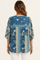 Boho Floral Border Print Blouse - Bella Blossom Boutique