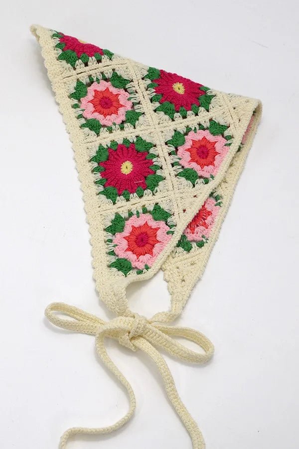 Boho Floral Crochet Headband – Hand - Stitched Flower Hair Wrap - Bella Blossom Boutique