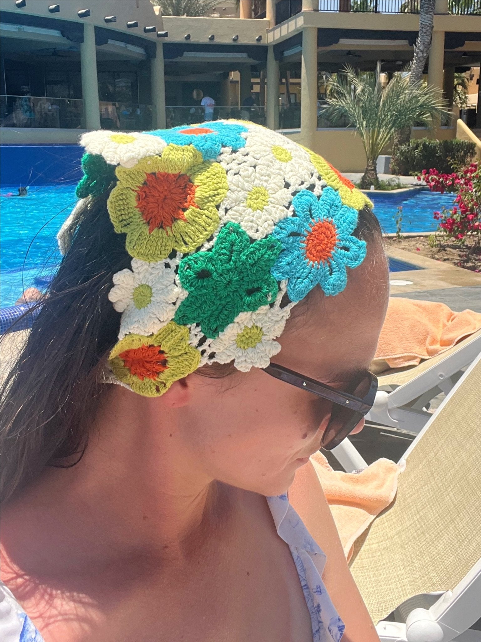 Boho Floral Crochet Headband – Hand - Stitched Flower Hair Wrap - Bella Blossom Boutique