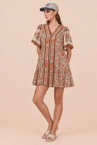Boho Floral Print Woven Mini Dress - Bella Blossom Boutique
