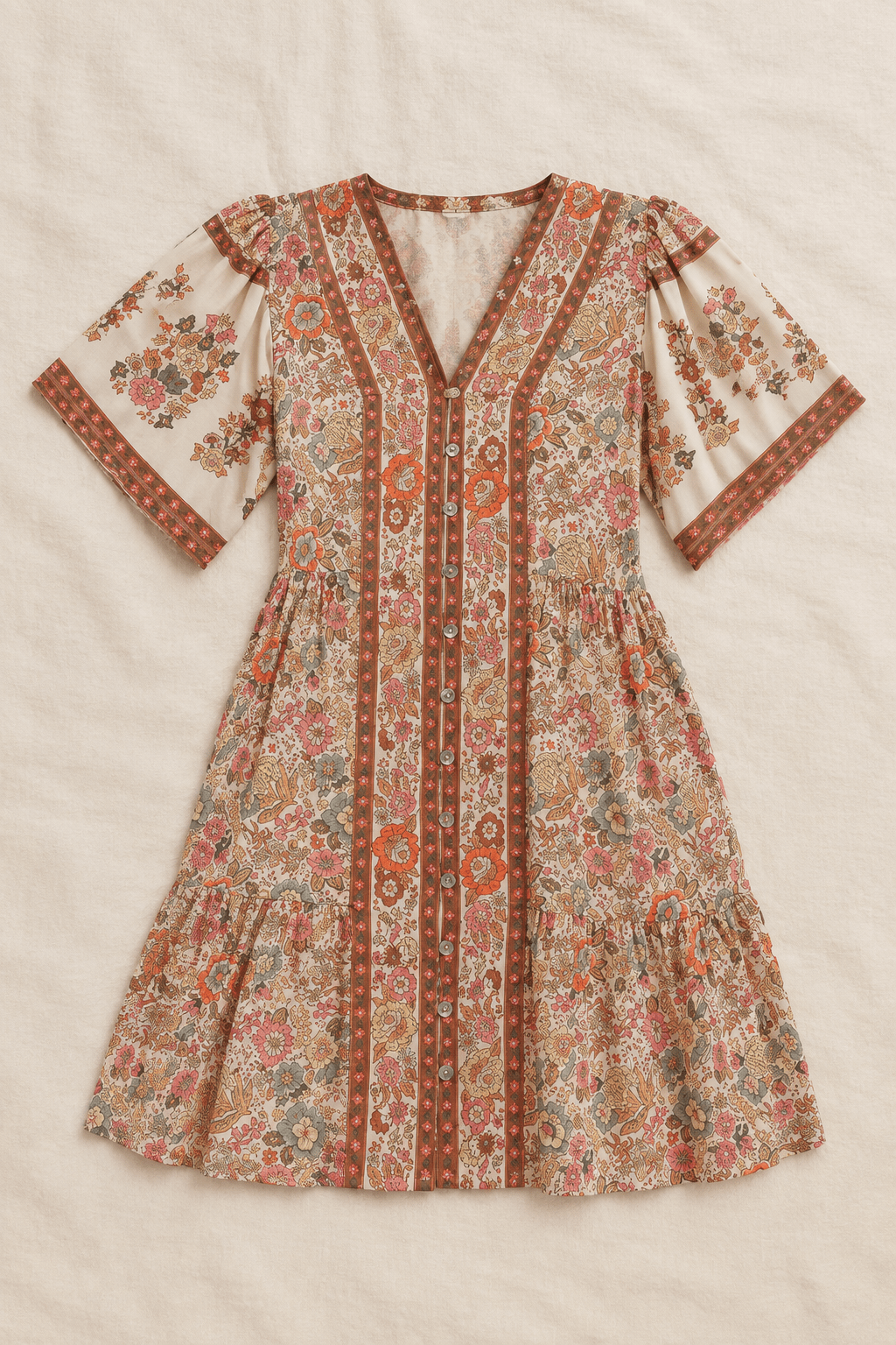 Boho Floral Print Woven Mini Dress - Bella Blossom Boutique